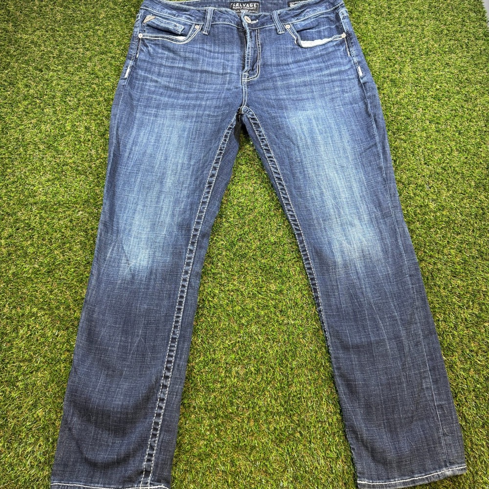 Salvage Supply Co Mayhem Straight Leg Jeans Mens 38x32 Buckle Dark Wash Denim